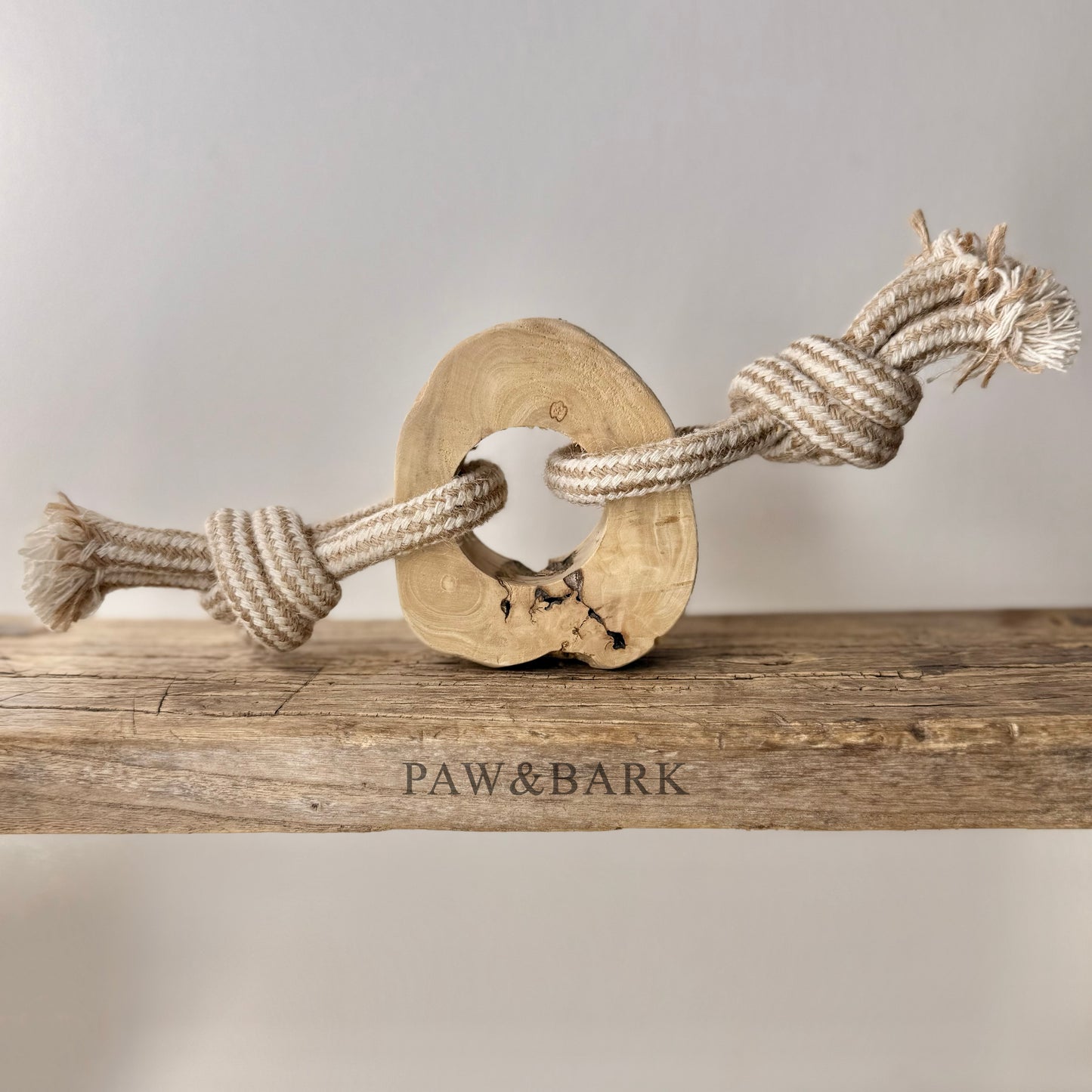 Natural Coffee Wood Chew Ring Pully Eco Dog Toy